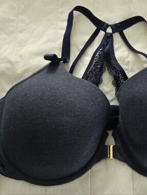 Cacique Women’s Navy Lace-Back Racerback T-Shirt Bra